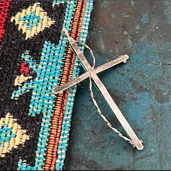 Vintage Native American Sterling Silver Turquoise Pendant - Picture 3 of 10